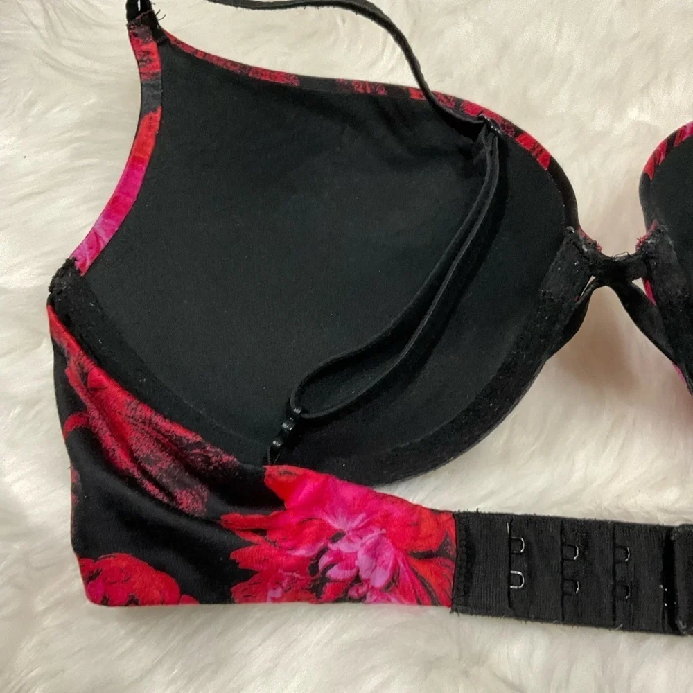 Very Sexy Victorias Secret Floral Black and Red Bra  Set